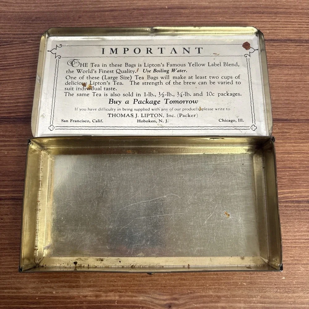 Vintage Lipton Orange Pekoe & Pekoe Tea Bags 15 Count Tin Empty Advertising Box